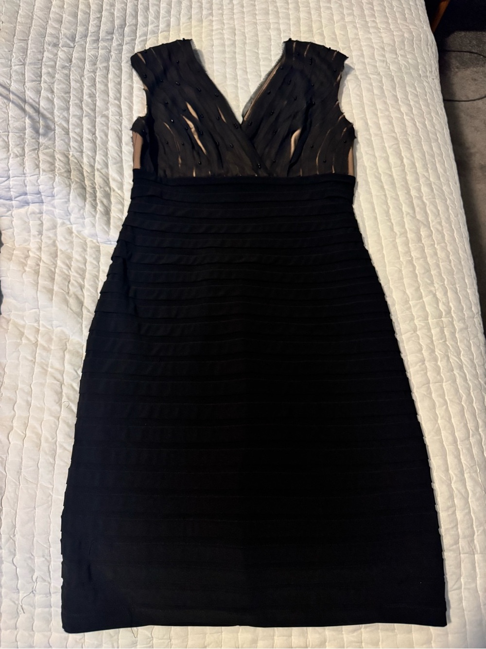 Adrianna Papell Black V-Neck Midi Dress
